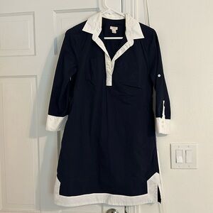 J crew blue navy white shirt dress 4